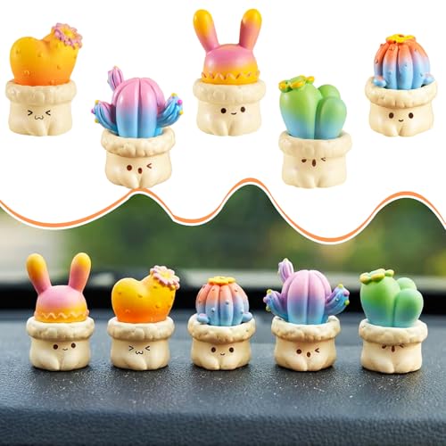 Exasinine Car Dashboard Decorations Adorable Mini Succulent Dashboard Decor for Car Interior Decor & Cute Car Accessories Mini Car Ornaments for Desk Office and Home Decoration