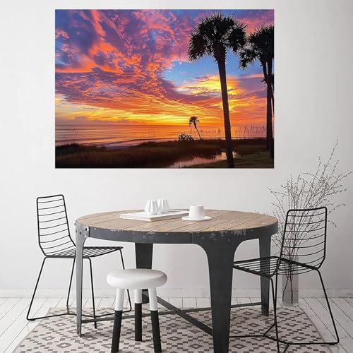 Peinture d'art abstrait de paysage marin moderne tableau 50x70cm
