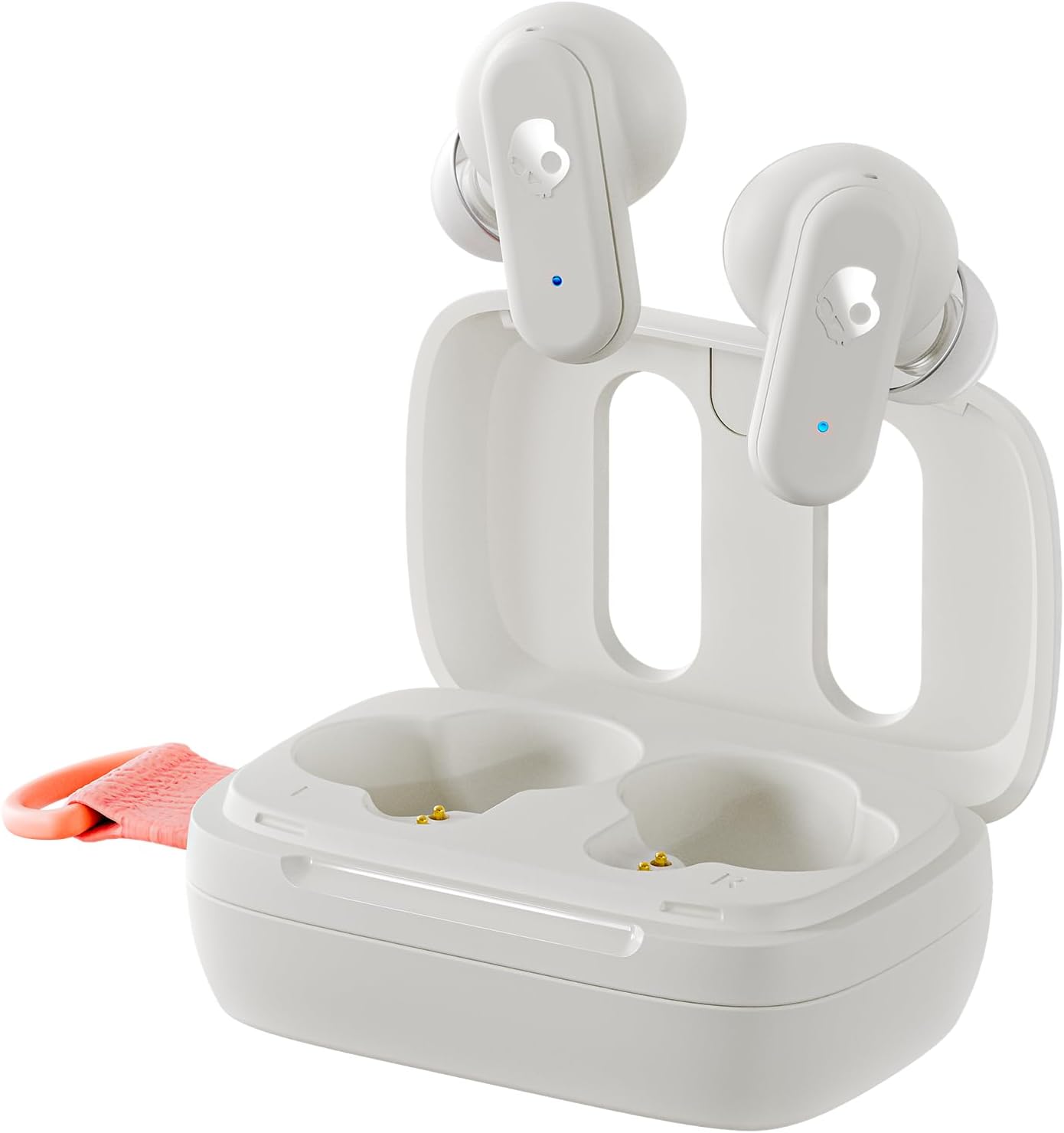 Skullcandy Dime 3 Wireless Earbuds, Bluetooth Headphones, Noise Isolating Fit, Up to 20 Hours Battery, Microphone for iPhone Android, Easy Carry with Integrated Lanyard - Bone