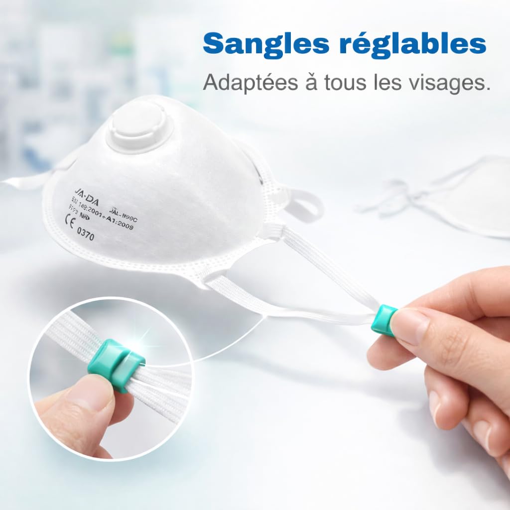 10 Masque FFP3 avec Élastiques Certifiés CE, Masque 5 Couches Avec Valve, Masques de Protection Adulte contre les Poussières et les Particules, Masques Protection Respiratoire BFE≥99, 10 Pièces