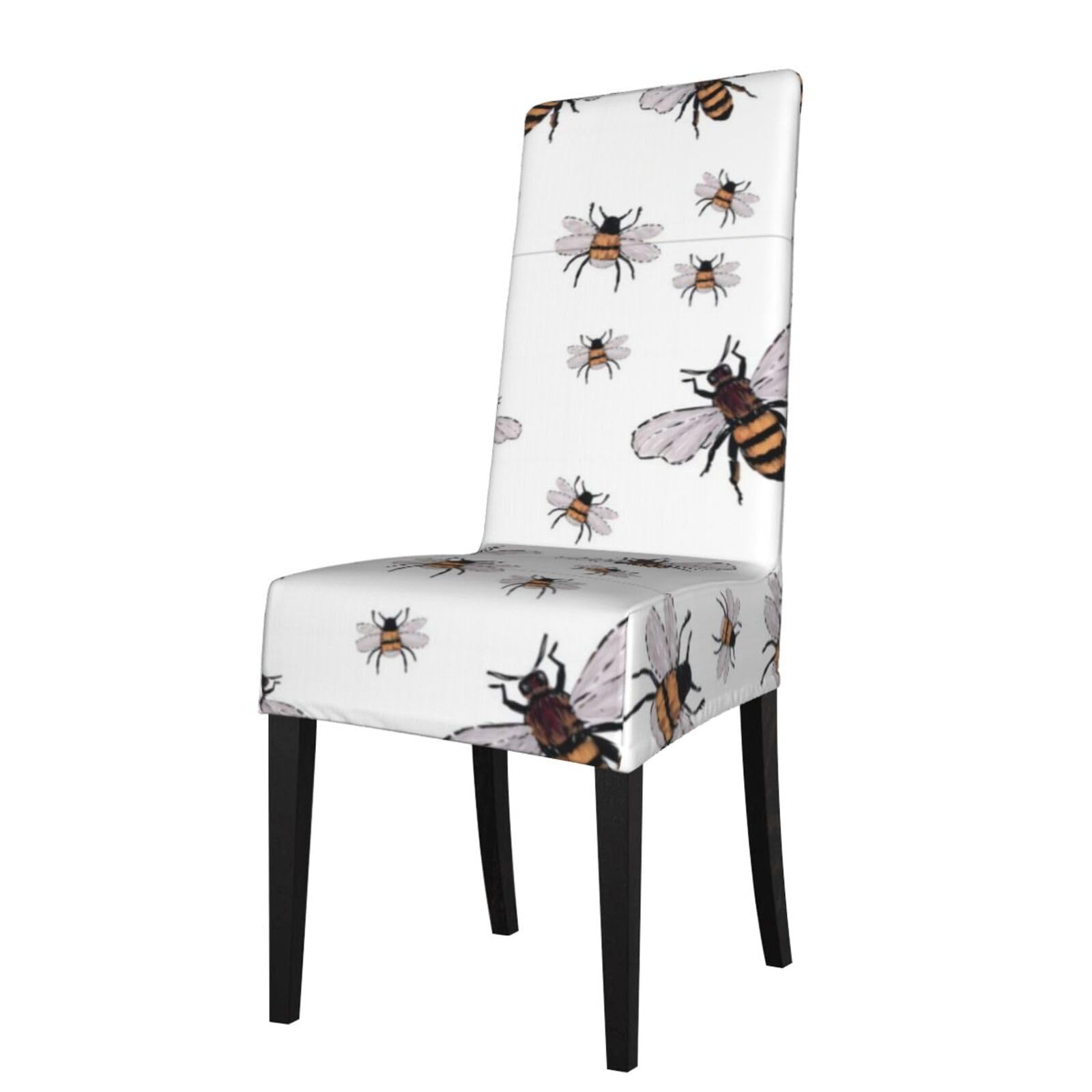 YYHWHJDE Funny Bees Prints Dining Chair Throw Covers – Stretchable Polyester Blend Protects Your Chairs with Easy Style & Easy Care