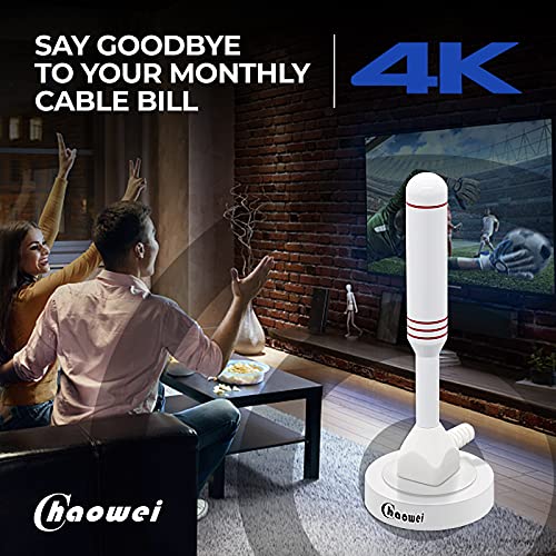 Chaowei Small Indoor Amplified HDTV Antenna with Signal Booster Amplifier, 2023 Amplified hd Digital tv Antenna with Magnetic Base,16.5ft Coax Cable, Up to 100 Miles