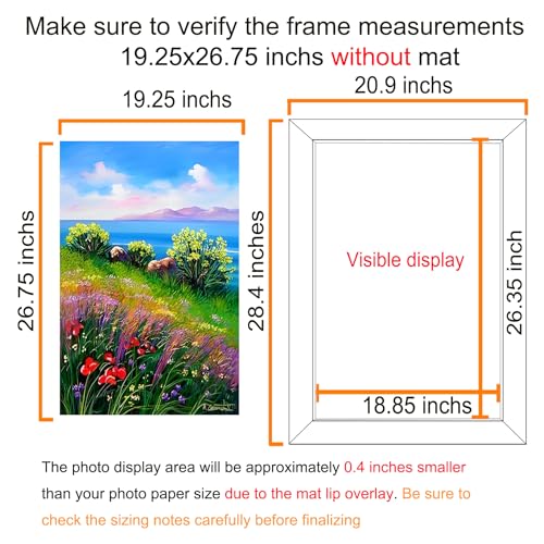 Image of BESCRCL 19.25x26.75 Picture Frame Brown, Poster Frames Wall Hanging, Display Pictures 19.25 x 26.75 without Mat, 1 Pack