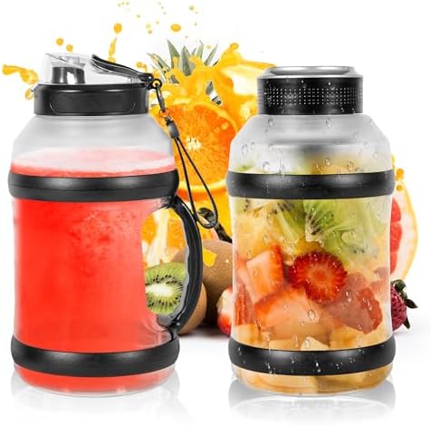 Portable Blender for Shakes & Smoothies 1800ML, Rechargeable Personal Blender with Travel Lid for Kitchen 4000mAh, Waterproof Blender Cup with Six Blades for Sport/Home/Office/Gym (Black)