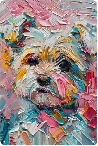 Dog Wall Art Puppy Poster Metal Sign 8x12 Modern Home Decor