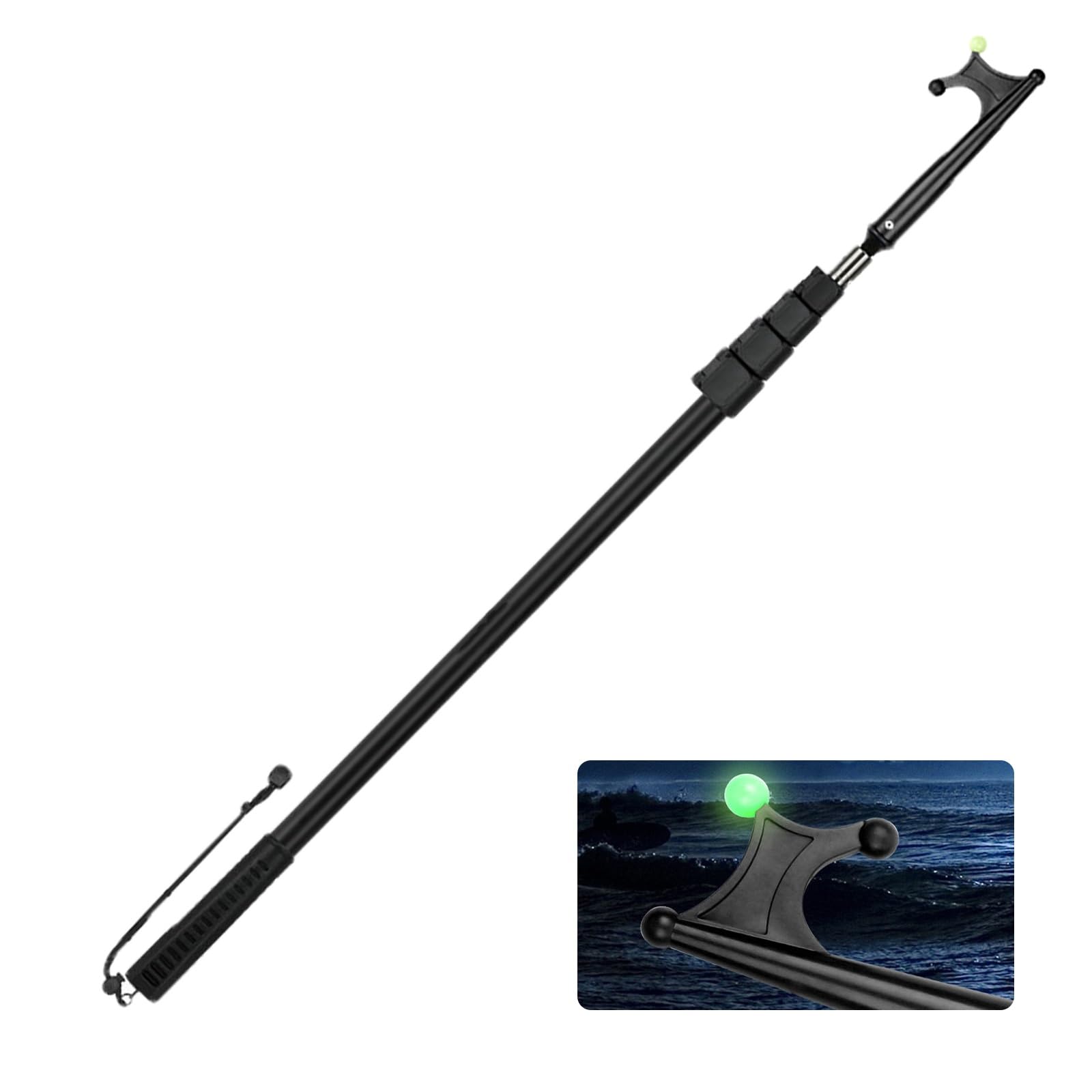 DJPHOFS Retractable Marine Pole for Docking with Glow Bead, Telescoping Extension Floating Lightweight Push-pull, Solid Dock Hooks for Boat Easy of Use(Black,2.4m/7.9'/94.5")