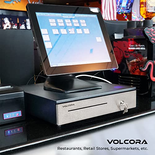 Cash Register Drawer For (Pos) Point Of Sale System 16", Stainless Steel Front And Removable Coin Tray, 5 Bill/6 Coin, 24V, Rj11/Rj12 Key-Lock, Media Slot,Cash Till, Money Drawer For Businesses, Black #TOP6