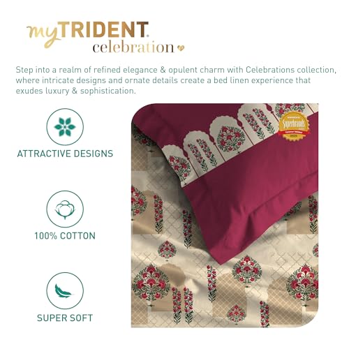 Image of MYTRIDENT Celebration Bedsheet Gifting Collection Double Size - Ruhani Magenta
