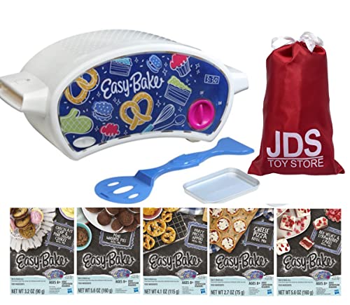 Easy Bake Ultimate Oven Creative Baking Toy Bundle with Refill Packs Whoopie Pie,Cheese Pizza,Pretzel,Chocolate Chip and Pink Sugar Cookies,Red Velvet & Strawberry Cakes and JDS Recipe Bag.