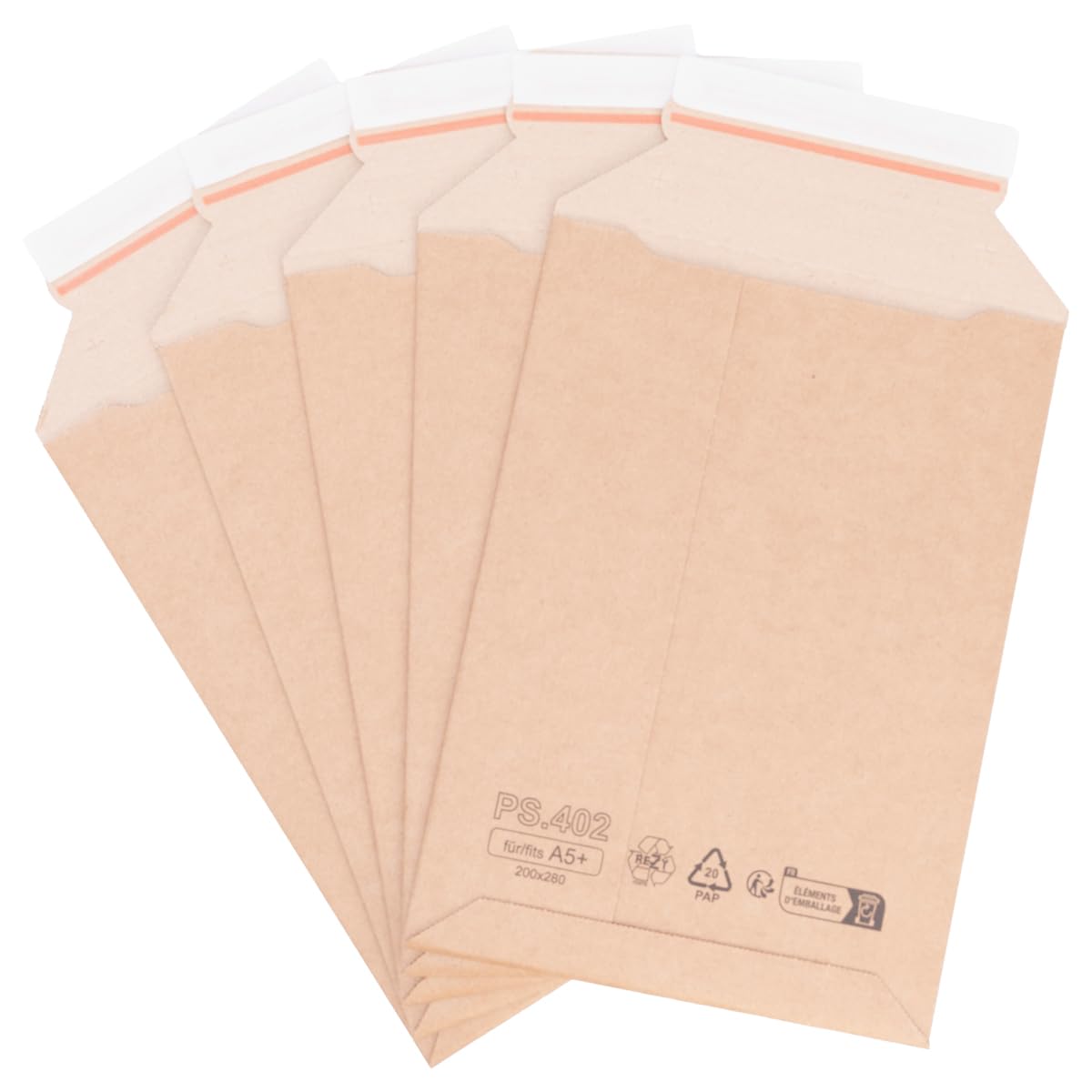 verpacking sobres de envío de cartón ondulado 200 x 280 mm - A5+ marrones [tamaño y cantidad a elegir] sobre de envío de cartón autoadhesivo 100 unidades