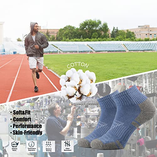 Ortis Cotton Moisture Wicking Mesh Ventilating Running Cushion Low Cut Socks For Men 10 Pack(Denim L) #TOP3