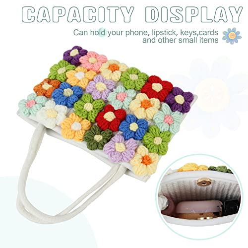 SUKUTU Women Small Flower Handwoven Crossbody Handbag Cute Multicolored Purse Bag Cotton Crochet Shoulder Bag4