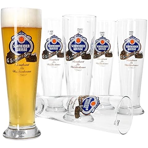 Van Well 6er Set Schneider Weisse Weißbiergläser I 0,5 Liter geeicht I 6 Personen I Hefe-Weizenbierglas Cover