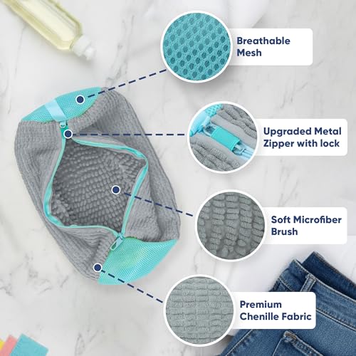 Bolsa de zapatos duradera para lavadora y secadora, malla protectora reutilizable gris, 2 uds. 2
