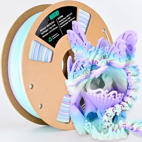 NEOTRY Matte PLA Filament 1.75mm 1kg, Multicolor 3D Printer Filament, Rainbow PLA Filament 1.75mm ±0.02, Filament 3D Pri