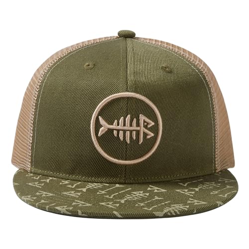 Image of BASSDASH Flat Brim Trucker Cap Adjustable Snapback Hat Mesh Back for Men Women