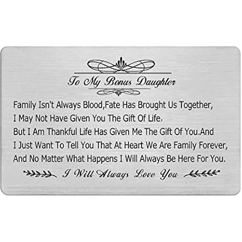 Topthink Wallet Card Gift for Step Daughter Stepdaughter from Stepmom Stepdad-Birthday Christmas Mothers Day Wedding Gift for Bonus Daughter-Family Is Not Always Blood-Wallet Insert Decor Cover