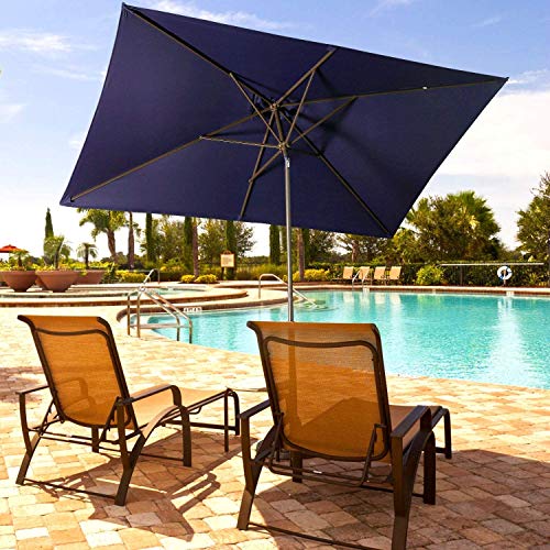 Paraguas de patio 6x6 pies con manivela ideal para crear sombra junto a la piscina 5