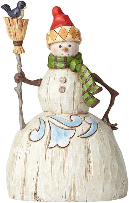 Jim Shore 4058767 Folklore Snowman with Broom Figurine