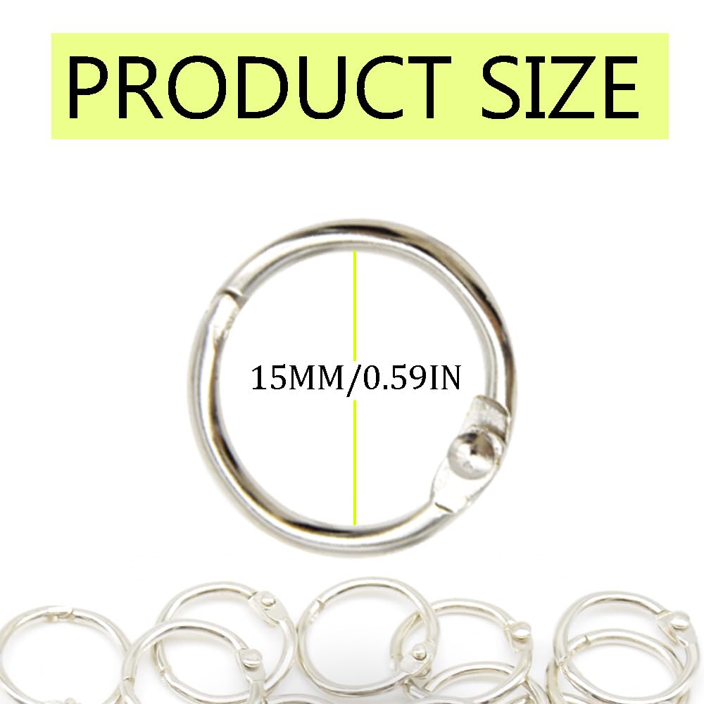 Yosawo 40 Pack Book Binder Rings Metal Loose Leaf Binder Rings for Flash Cards, Index Cards and Loose Paper, Key Rings15mm - Image 2
