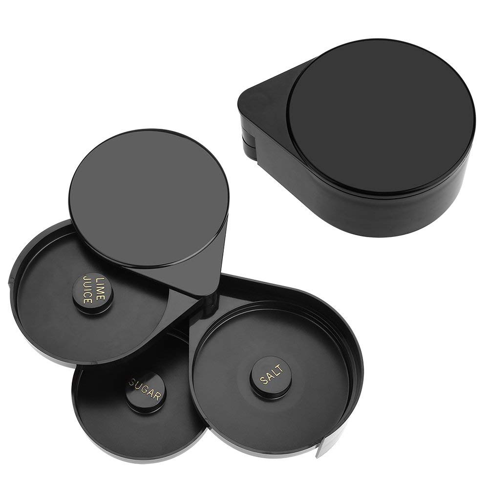 3 Tier Glass Rimmer, Black Margarita Salt Rimmer Sugar Salt Rim Lime Bartender Tool for Cocktail Home Party Restaurant Cafe