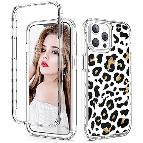 VePret for iPhone 13 Pro Case Clear with Design for Girls Women, Leopard Cheetah Cute Dual Layer Heavy Duty Protective Shockproof Case for iPhone 13 Pro,Clear Leopard Cover