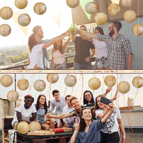 Image of Panelee 12 Pcs Travel Themed Party Decorations Paper Lanterns 8 Inch Hanging Round Hanging Paper Party Decorations for Holiday Indoor Outdoor Supplies