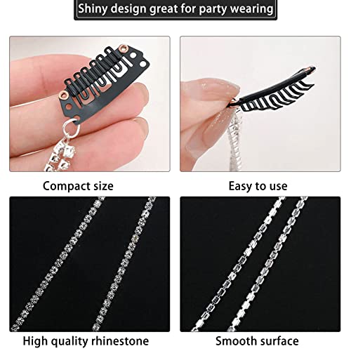 8 piezas cadenas de cabello con strass y pinzas miniatura 3