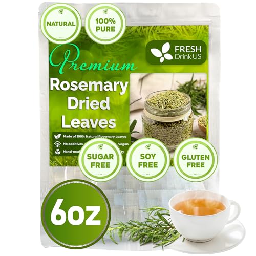 Image of FRESHDRINKUS Premium 6oz Rosemary Leaves, 100% Natural & Pure from Dried No Additives, Caffeine, Vegan. Herb, Perfect for Seasoning, Spice Blends Grilling Cooking