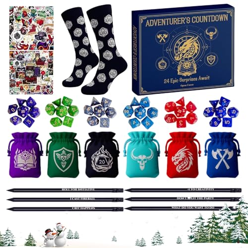 Cubo Calendario de Adviento | 24 días de cuenta regresiva | con bolígrafos, calcetines, pegatinas, cadenas, bolsas para actividad familiar, aula, escuela, casa,