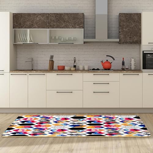 Tapis de cuisine absorbant et antidérapant lot de 2 tapis géométriques lavables