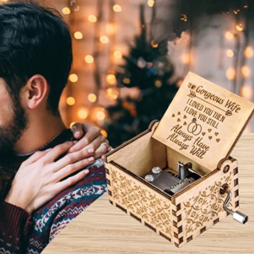 Image of Zesta Gorgeous Wife Musical Box Gift | Romantic Music Crank Mini Collectible for Girlfriend, Boyfriend, Husband, Wife | Unique Musical Gifts for Music Lovers | Vintage Wooden Box