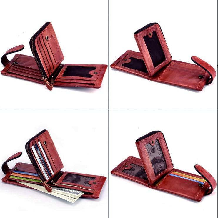 Women's Wallet RFID Blocking Leather Wallets for Women Vintage Bifold Wallets with Detachable Coin Pocket Large Capacity Purse(Red)2