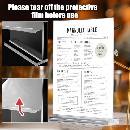 Deefongo Tischaufsteller A4, 8 Stück Preisschilder Aufsteller Tischständer Doppelseitiger Vertikaler Acryl T-Ständer für Fotorahmen, Heim, Büro, Speisekarte, Messe
