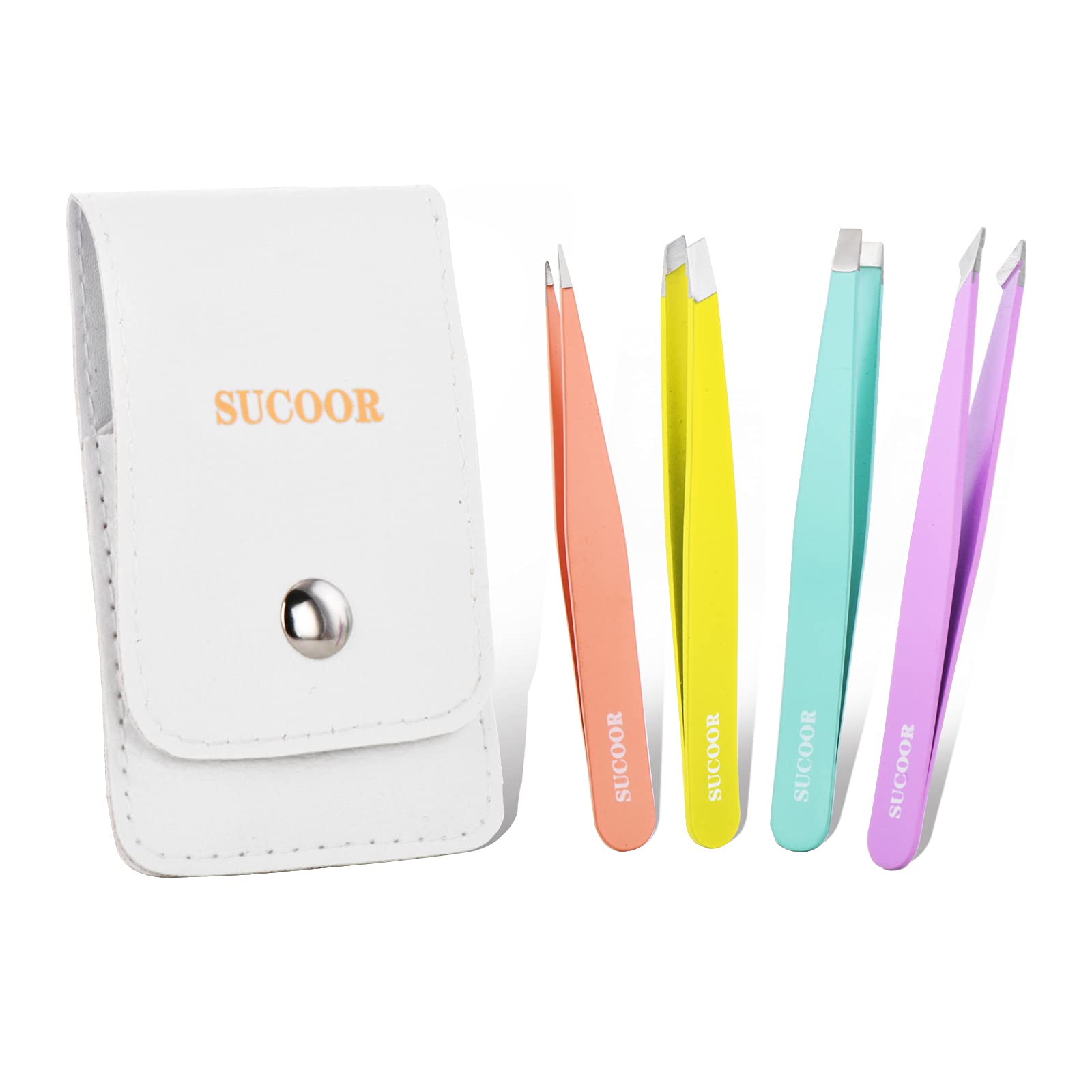 SUCOOR Tweezers Set - Professional Stainless Steel Tweezers, Best Precision Tweezers Set for Shaping Eyebrows, Great Beauty Tools for Facial Hair, Ingrown Hair, Blackhead Removal