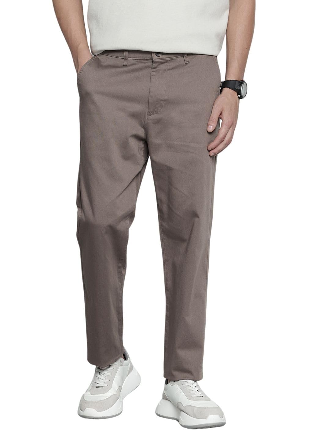 Men Regular Fit Solid Mid-Rise Stretchable Chinos-image-41