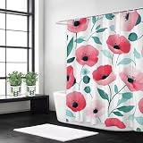 Cortina Ducha 120x180 Rosa Cortinas de Baño, Poliester Lavable, Impermeable Shower Curtain Secado Rápido con 12 x Ganchos, para Bañera y Ducha, Azul, y425l