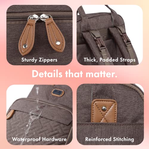 Image of Dikaslon Diaper Bag Backpack with Portable Changing Pad, Pacifier Case and Stroller Straps, Large Unisex Baby Bags for Boys Girls, Multipurpose Travel Back Pack Moms Dads, Brown