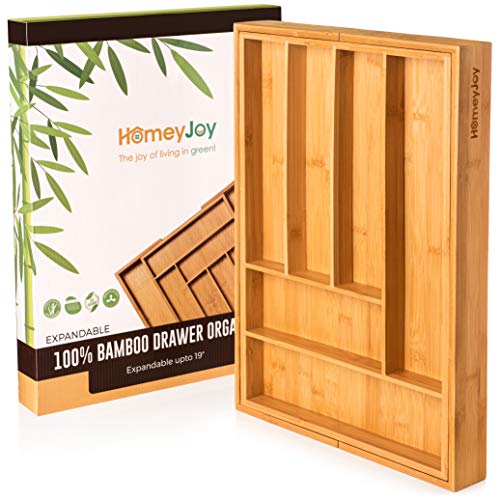 Bamboo Silverware Drawer Organizer - Expandable 100% Bamboo Cutlery Kitchen Drawer Organizer – Premium Wooden Utensil/Cutlery Tray For Kitchen Flatware Set– Eco-Friendly Silverware Organizer #TOP1