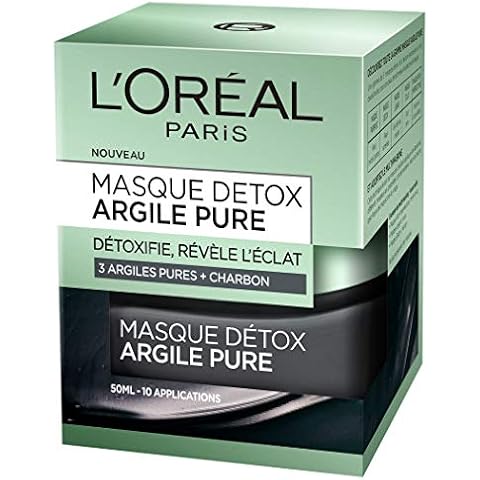 L'OREAL PARIS Masque Visage Lissant détoxifiant éclat a l'argile et au charbon Cover