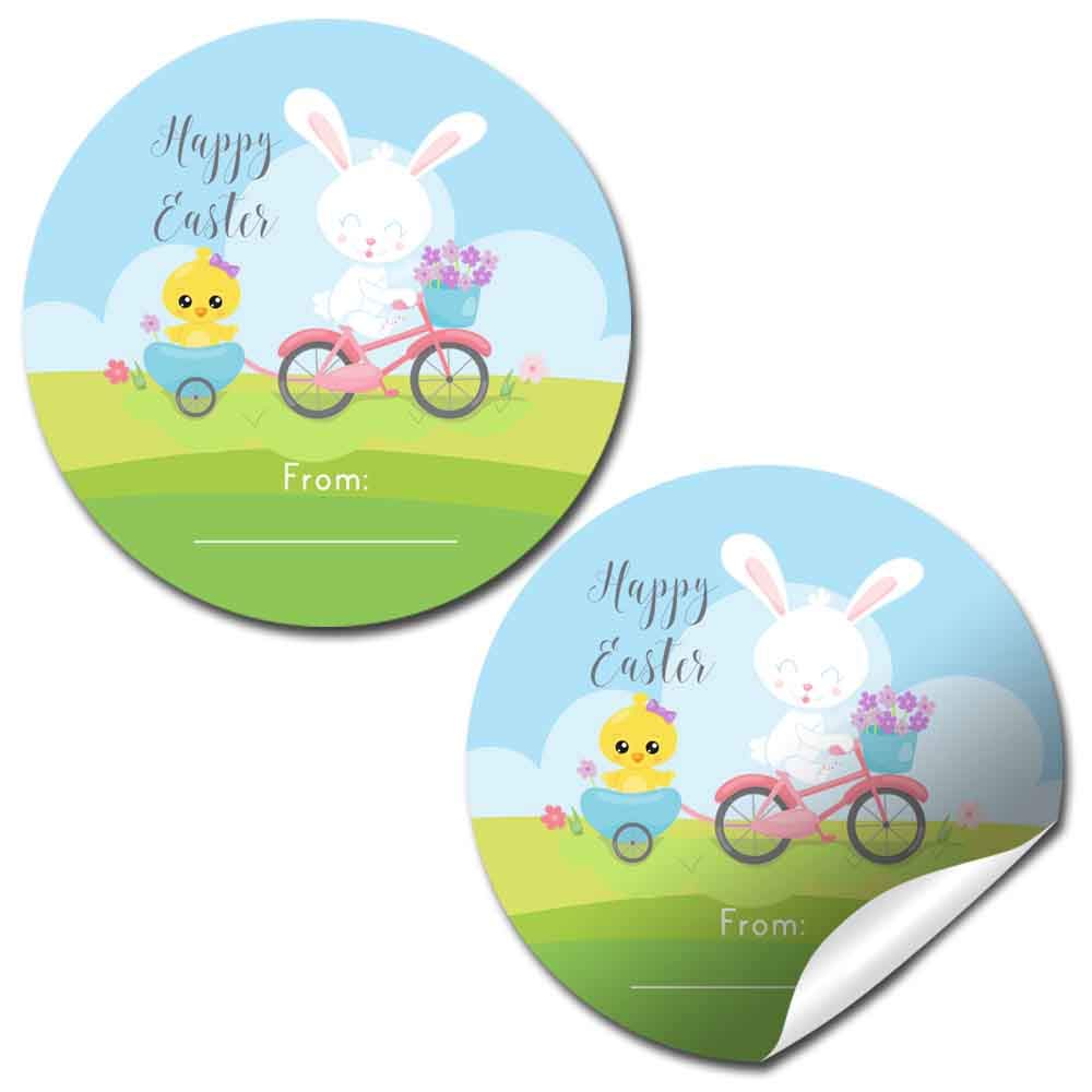 Egg-celent Easter Themed Gift Tag Sticker Labels for Kids, 40 2" Party Circle Stickers by AmandaCreation, Great for Party Favors, Envelope Seals &