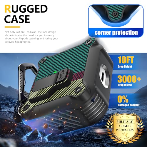 Image of RFUNGUANGO AirPods 3 Case with Lock Magnetic Lid, CF Green