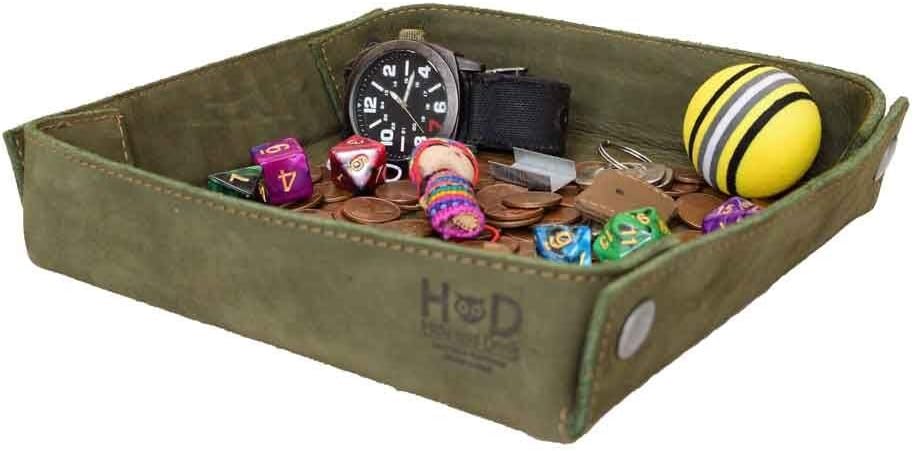 Buy 1 get 1 Hide & Drink, Leather Catchall Change Keys Coins Jewels Box Tray Big Storage, Handmade - Peat Moss
