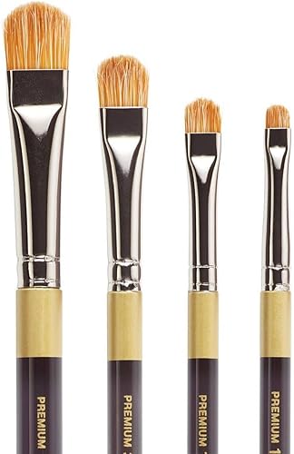 Miniatura 2 de KINGART B-095 Premium - Juego de brochas para licuadora Crescent Filbert de oro original, 4 piezas, cerdas sintéticasTaklon para pintura acrílica y