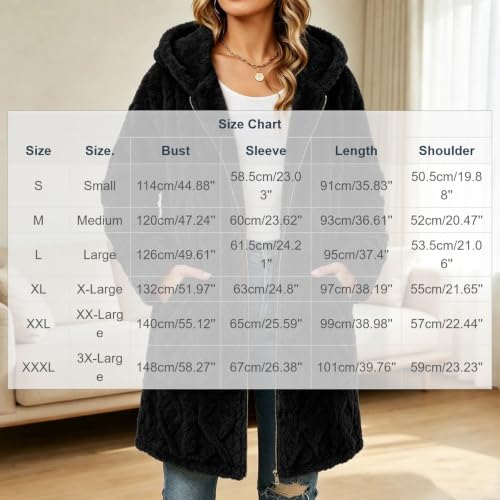 Fleece Jacket for Women Hooded Zip Up Long Sleeve Mid Length Winter Coat - image 5