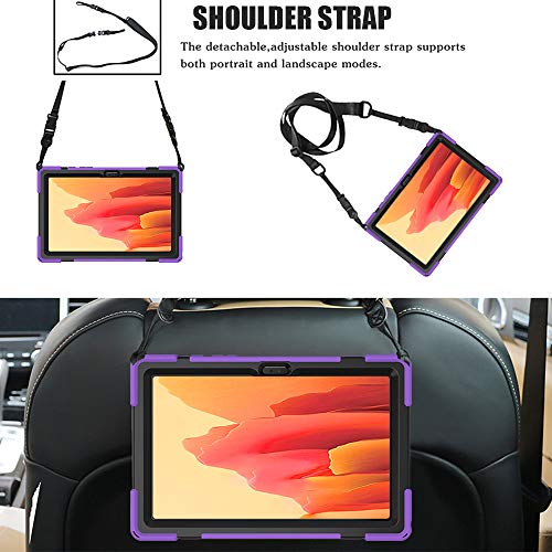 Zenrich Galaxy Tab A7 10.4'' Case With Screen Protector 2022/2020, Zenrich Samsung Tab A7 Heavy Duty Shockproof Case With Kickstand Hand Strap And Shoulder Strap For Sm-T500/T505/T507/T509,Purple #TOP3