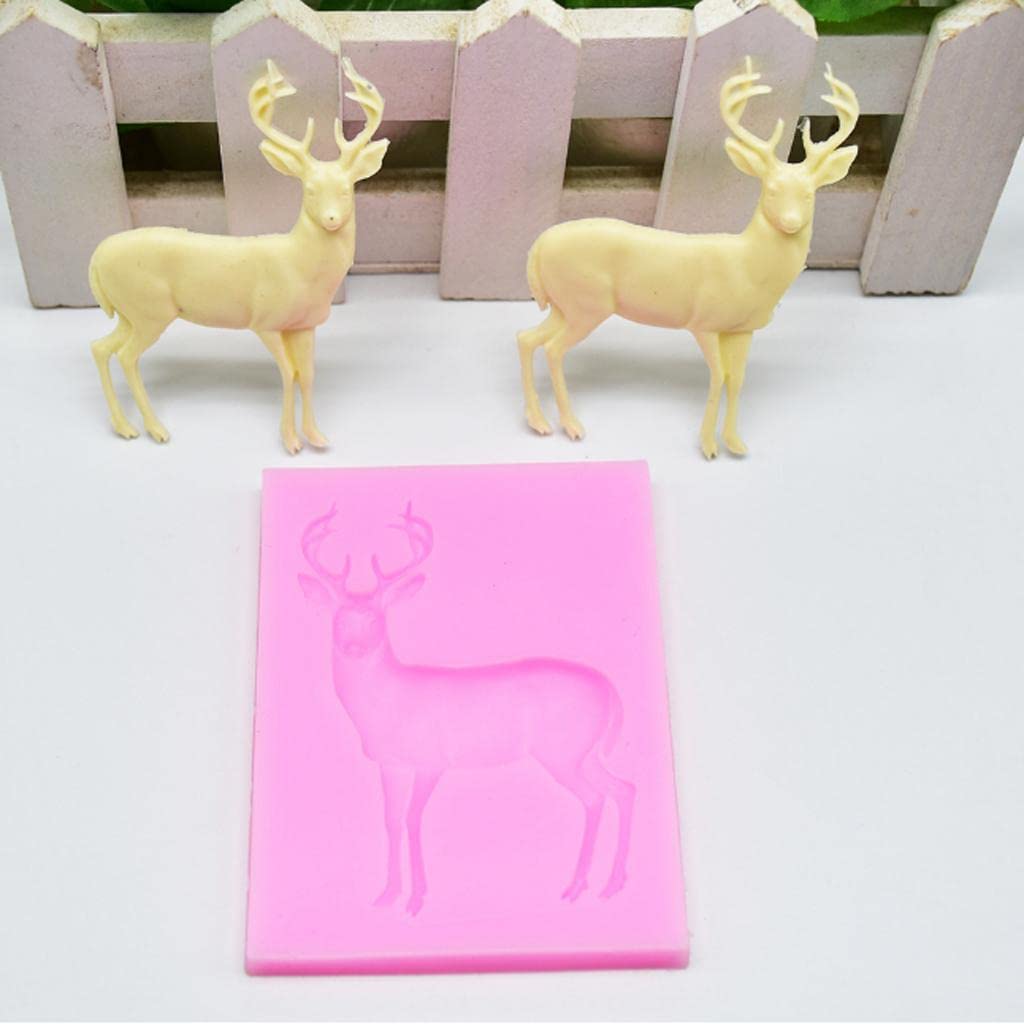 ATORSE® 3D Silicone Christmas Deer Mold Fondant Cake Decorating Soap Mould Pink-image-43