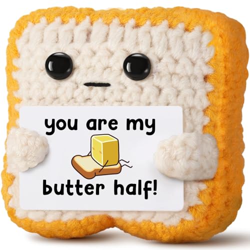 NIEBYI Geschenke für Ihn Ihr Freund Freundin Partner Loved One "You Are My Butter Half!" Crochet Toast - Niedlich Romantisch Valentinstag Jahrestag Geburtstag Geschenk für Paare Schreibtisch Dekor