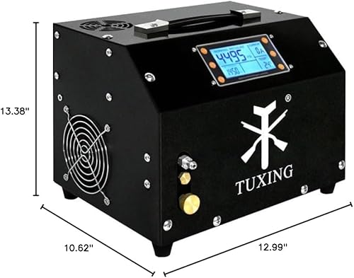 Vista 19 de TUXING Compresor de aire PCP de 4500 PSI, compresor PCP portátil, 12 V CC 110 V/220 V AC PCP Airgun compresor de parada automática, adaptador