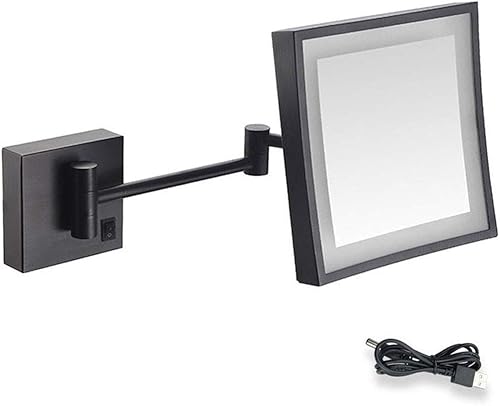 Espejo de tocador de 8 pulgadas de doble cara para montaje en pared, espejo de maquillaje con aumento de 10X de dos caras 360 giratorio extensible